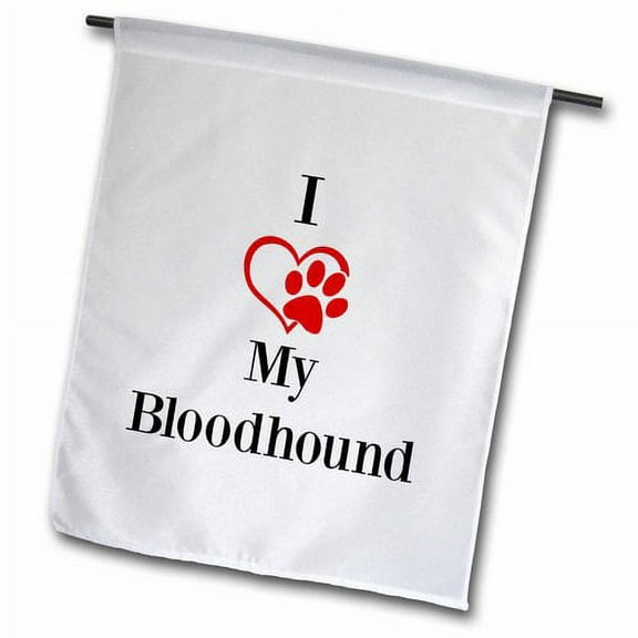 3dRose, I love my Bloodhound, 12 x 18 inch Garden Flag