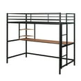 thumbnail image 7 of Twin Size Loft Bed with shelf & Desk, Metal Loft Bed Frame with Full-Length Guardrail for Kids, Teens, No Box Spring Needed, Black, 7 of 7