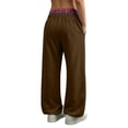 thumbnail image 6 of Wide Leg Sweatpants for Women Color Block High Waist Casual Loose Fleece Sweatpants Drawstring Elastic Waistband with Pockets and Double Waistband, 6 of 8