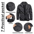 thumbnail image 3 of YUCOLEN Men's Winter Thick Fleece Lined Warm Jacket Casual Trucker Work Coat with Multi Pockets Zip Dark Gray S, 3 of 6