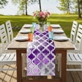 thumbnail image 4 of Purple Morocco 70 Inch Table Runner, Rustic Country Smear Street Mottled Art Farmhouse Dresser Scarf Cotton & Linen Tablerunner for Dining/Kitchen Island/Holiday Party Décor 13" x 70", 4 of 9