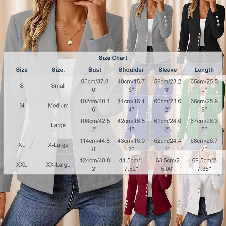 Aeguzox Women's Suiting Lapel Collar Solid Color Casual Long Sleeve Open Front Lightweight Relaxed Outerwear Suitable for Travel and Daily Outing,Size