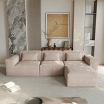 Sdorens 118.12" Modular Sectional Sofa,L-Shape Sofa Couch with Pillows,Comfy Sofa with Deep Seats for Living Room,Apartment(3 Seater Sofa with Ottoman,Brown)