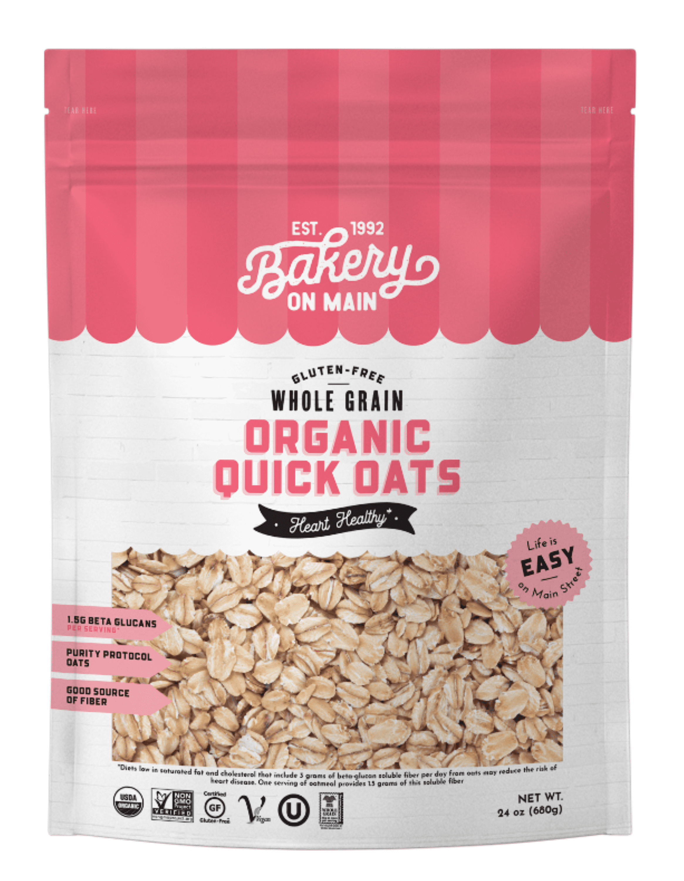 Bakery On Main, Organic Quick Oats, Gluten Free, 24 oz Bag