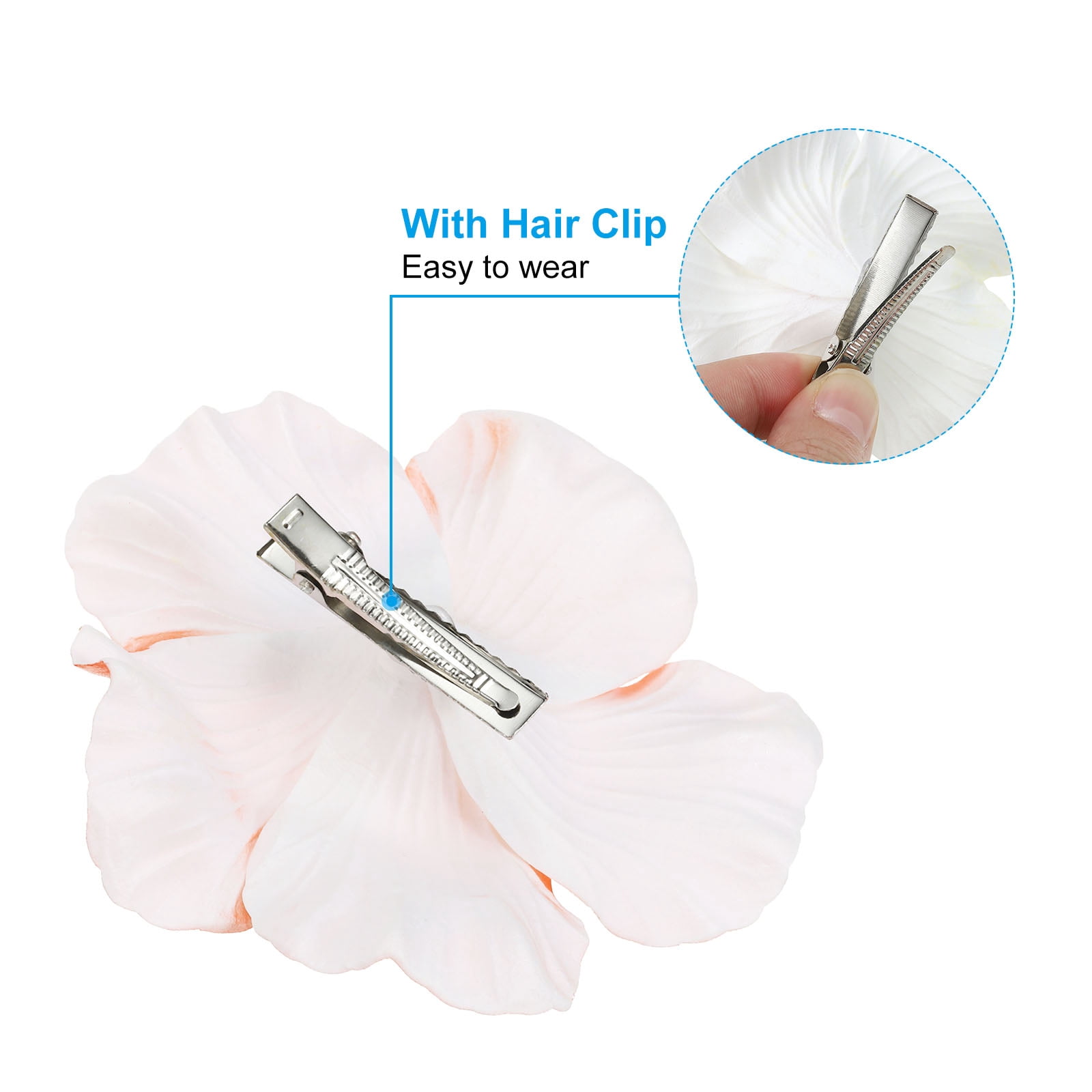 Uxcell Hawaiian Hibiscus Flowers Artificial Flowers Hair Clip DIY Foam Hibiscus Flower Orange 16 Pack