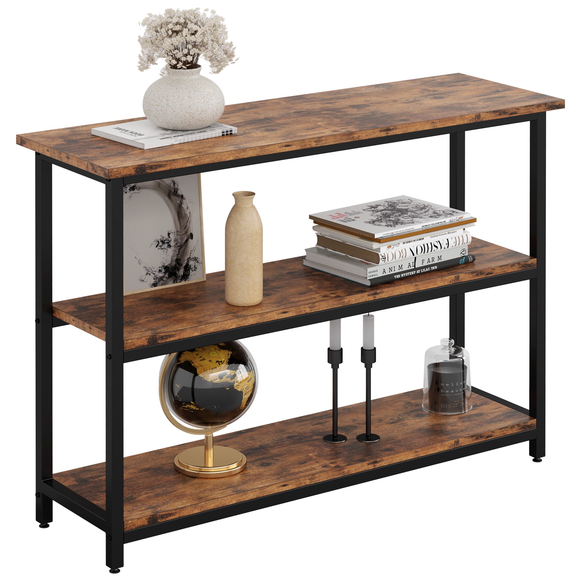 IRONCK Sofa Table, Console Table with Storage, Narrow Hallway Table for  Entryway, Space-Saving, 3 Tier Rustic Media Stand for Living Room,  Industrial 