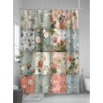 thumbnail image 5 of Elegant Spring Floral Long Shower Curtain Set, Waterproof Shower Curtains for Bathroom, Farmhouse Summer Botanical Plaid Washable Fabric Cloth Bath Curtain for Bathtub with Hooks 72x84 Inches, 5 of 6