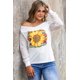 thumbnail image 3 of ABPHQTO Top de rayas transparentes con estampado de girasol y leopardo de sarape blanco para mujer, 3 of 5