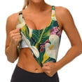 thumbnail image 3 of Picia Tropical Floral Jungle Sports Bra for Women,Padded Strappy Sports Bras Medium Support Yoga Bra with Removable Cups,Running Yoga Bra-Small, 3 of 9