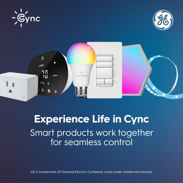 GE Cync Full Color Direct Connect Smart Bulb, 60W Replacement, Bluetooth/Wifi Enabled, Works with Alexa, Google Assistant without Hub (1 pack)