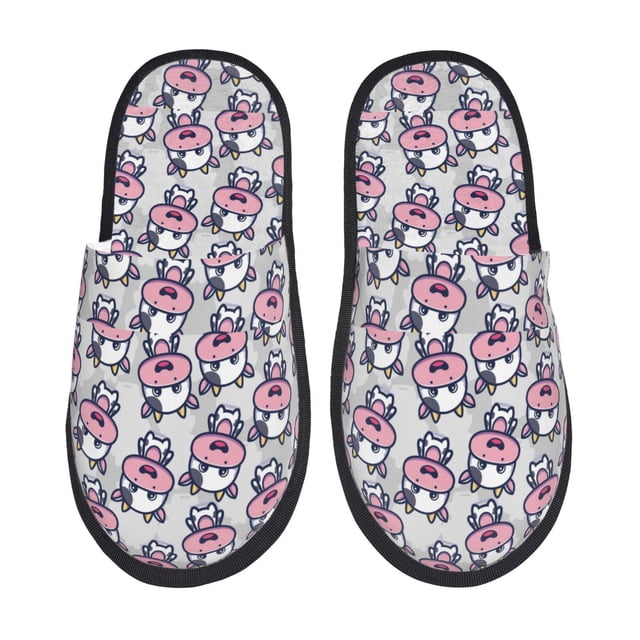 Balery Baby Cow Pantuflas de Casa de Felpa Silenciosas con Diseño Estampado, Zapatillas Cómodas Antideslizantes de Algodón para Interior-Large