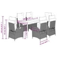 thumbnail image 4 of vidaXL 7 Piece Patio Dining Set with Cushions Black Poly Rattan, 4 of 11