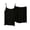 Black, variant on Womens 2 Piece Lounge Set Spaghetti Strap Cami Top and Elastic Waist Shorts Sleepwear