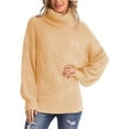 thumbnail image 3 of Baqcunre Womens Sweaters Women's Casual Loose Turtleneck Knitted Sweater Pullover Long Sleeve 2023 Autumn/Winter Sweater Top Hoodies For Women Womens Fall Tops Beige L, 3 of 6
