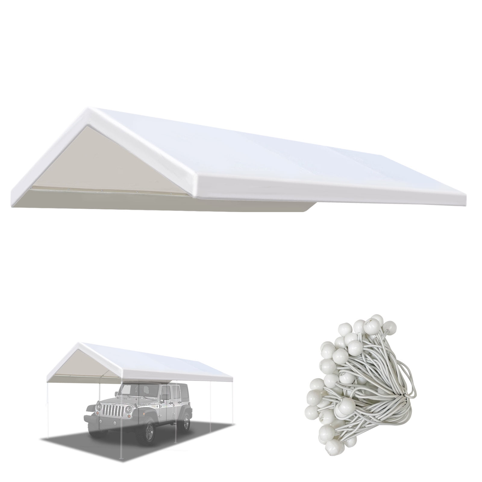 12x20' Carport Replacement Top Canopy Waterproof PE Cover UV Protective