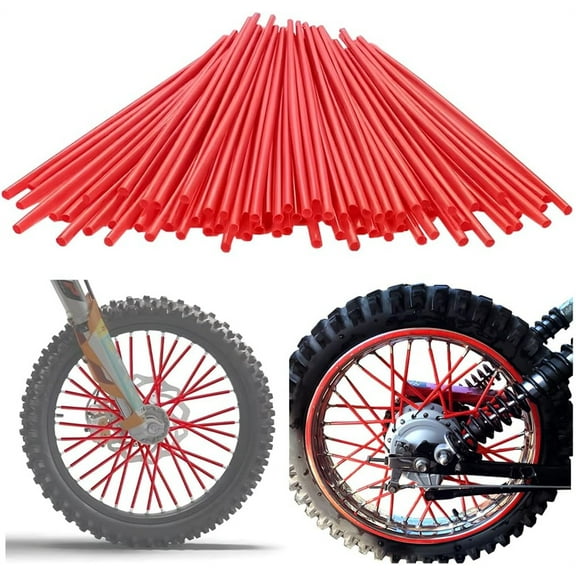 NOGIS Spoke Skins Spoke Covers: 8-21 inch Rims Protector & Decoration for Dirt Bike | Bike | Bicycle | Wheelchair | Motorcycle - 72Pcs (Red)