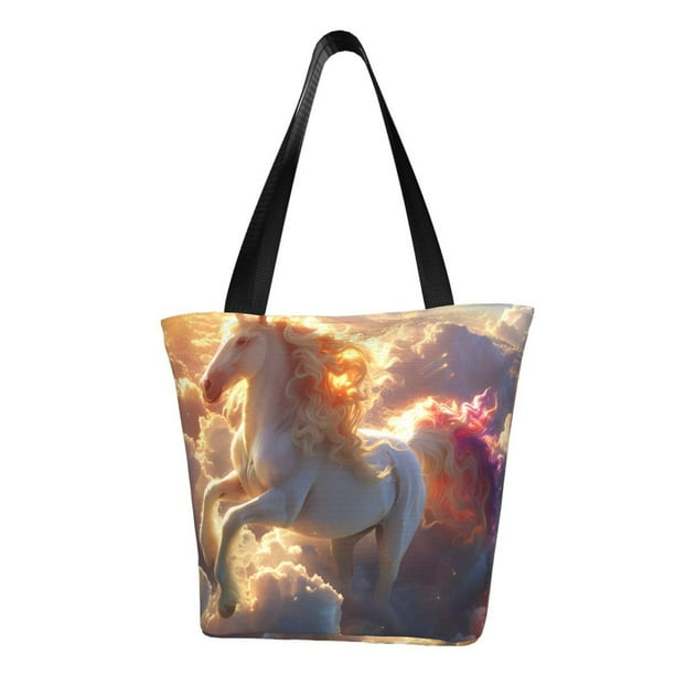 Easygdp Rainbow Cloud White Horse Bolso de Hombro para Mujer, Bolso Bandolera y Cartera de Mano Elegante para Uso Diario