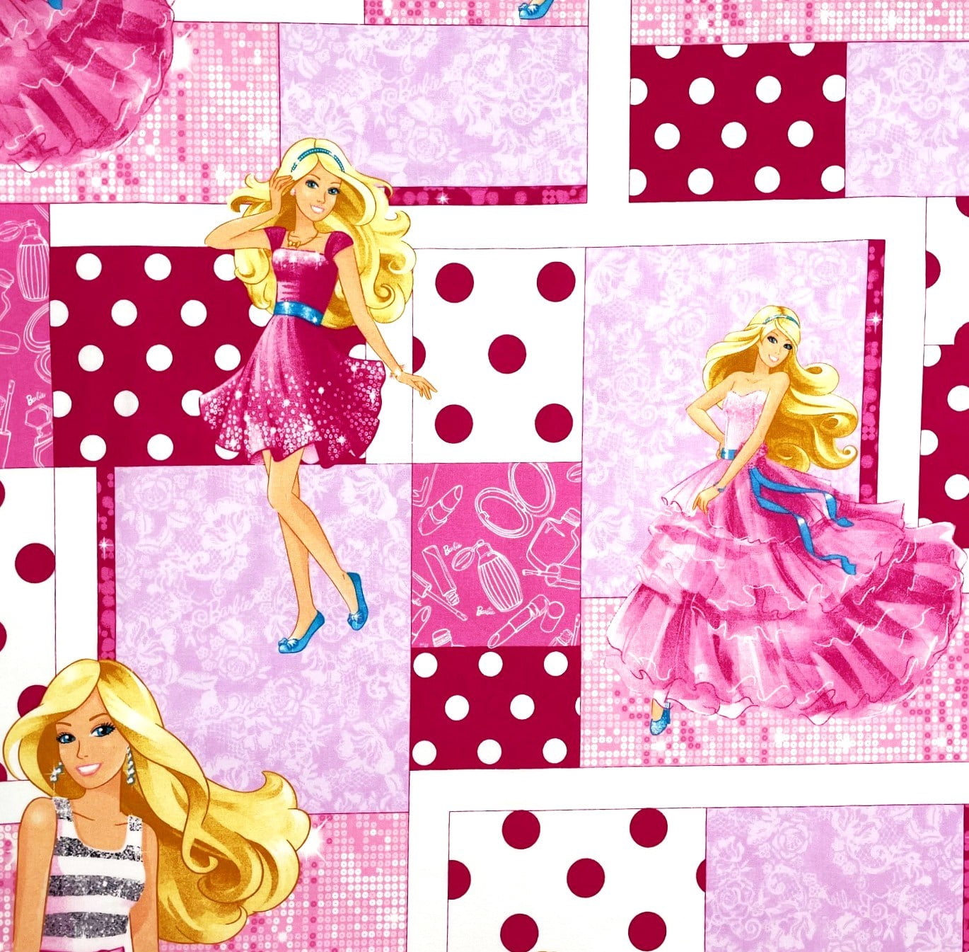1 Yard - Barbie's Little Sister Skipper Doll on Pink Cotton Fabric (Great for Quilting, Sewing, Craft Projects, Throw Pillows & More) 1 Yard X 44" Wide