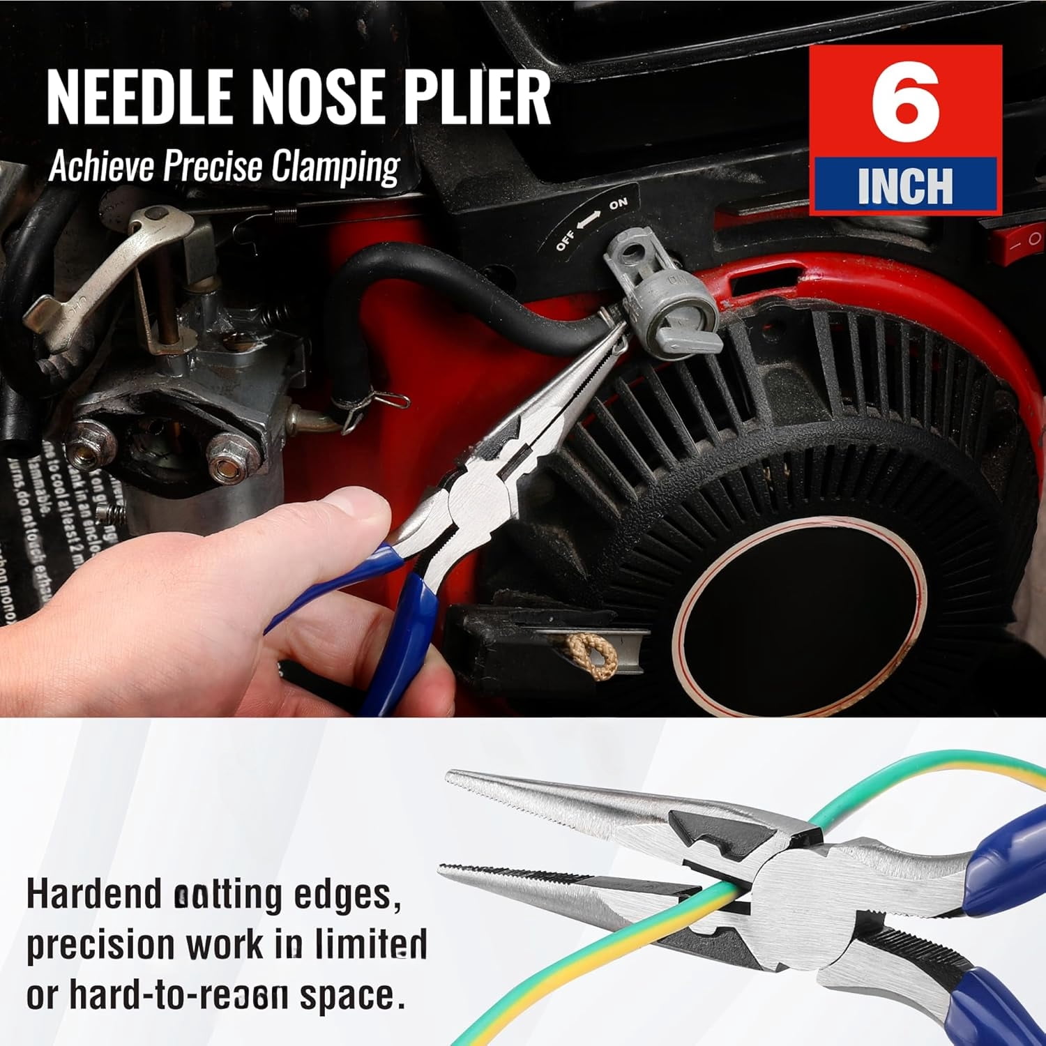 Pliers Set, 3-Piece Plier Tool Set with Soft Handle, 6" Needle Nose, 6" Slip Joint, 8" Groove Joint Plier for DIY & Home Use