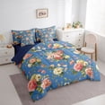 thumbnail image 3 of Erosebridal Chic Flower Bedding Comforter Set for Female, Blue King Bedding Sets, Navy Reversible, 7 Pieces, 3 of 5