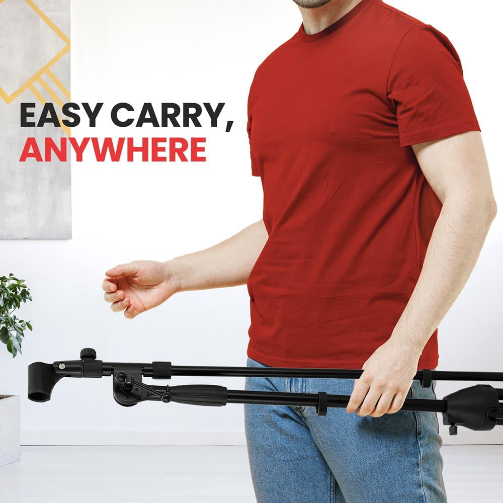 Pyle Universal Tripod Microphone Stand – Adjustable Boom Arm Extends Up to 31", Lightweight Collapsible Mic Stand with Durable Tubing, Stable Tripod Base for Studio, Stage & Home Recording