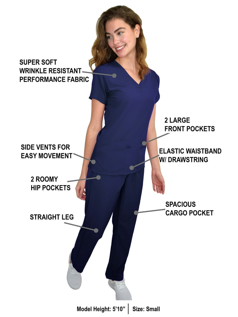 Womens Medical Scrub Set GT 4FLEX Vneck Top and Pant-Indigo-2XL
