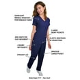 thumbnail image 2 of Womens Medical Scrub Set GT 4FLEX Vneck Top and Pant-Indigo-S, 2 of 7