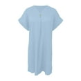 thumbnail image 6 of VNKIDY Comfortable Women Dresses V Neck Solid Color Pullover Comfortable Casual Button Down Dress Summer Autumn, 6 of 6