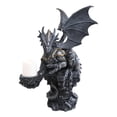 thumbnail image 3 of Large Rune Armored Dragon On Pedestal Tea Light Candle Holder Statue Figurine, 3 of 7