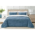 Chezmoi Collection Wynne 3Piece Sherpa Comforter Set, Blue White Queen