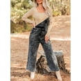 thumbnail image 3 of KelaJuan Women Denim Bib Overalls Solid Color Loose Wide Leg Jumpsuit Romper Pants with Pockets for Streetwear, 3 of 6