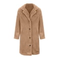 thumbnail image 4 of Women's Winter Teddy Faux Fur Coat Warm Button Down Fuzzy Fleece Long Jacket Single Breasted Cardigan, 4 of 6