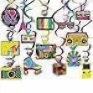 28Pcs de Retour aux Années 80 Parti Suspendu Tourbillons Décorations 80 Rétro Plafonnier Streamers pour les Années 1980 Fête d'Anniversaire 80 S Néon Partie Fournitures