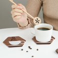 thumbnail image 3 of Leather Coasters with Heat-resistant for Drinks, Coffee Cafe Cup -标题2 Hexagon, 3 of 5