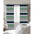 thumbnail image 3 of Minimalist Stripes Blackout Curtains for Bedroom Living Room, Navy Blue Teal Grey Horizontal Stripe Modern 39 In Long Thermal Insulated Room Darkening Drapes Grommet Window Treatments, 27.5 x 39 In, 3 of 9