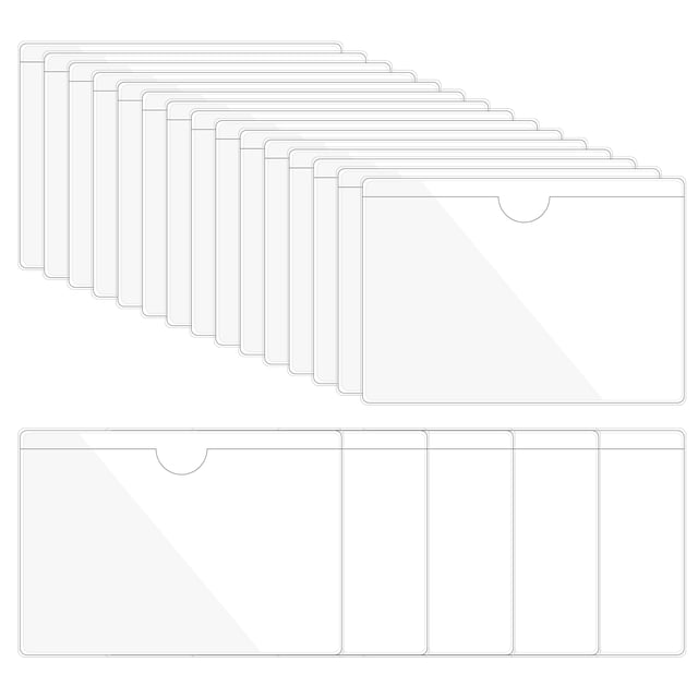Unique Bargains 4' x 6' Self Adhesive Index Card Pockets Plastic Label Holder Sticky Pocket Sleeves, Clear 30 Pack
