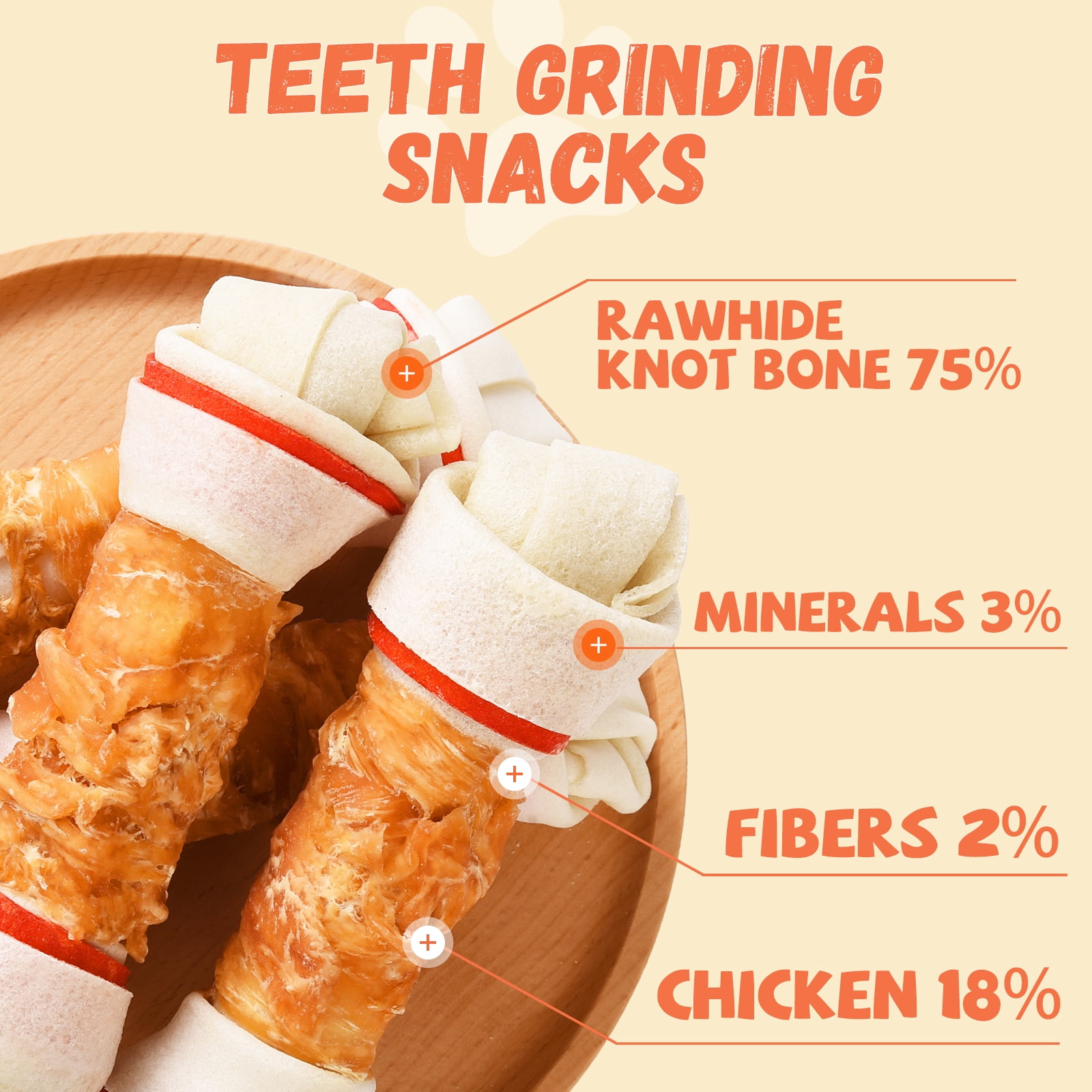 (2 pack) Pawmate Rawhide Dog Bone, Chicken Wrapped 6.5" Knotted Bones, Long-Lasting Chews for Large Dogs, 4 Count
