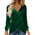 thumbnail image 2 of Uootdi Plus Size Sequin Tops for Women Sparkly Glitter Bow Crewneck Long Sleeve Shirts Evening Party Night Top Going Out Pullover Gift, 2 of 6