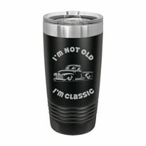 PrecisionNC Funny Birthday Gifts I'm Not Old I'm Classic with Vintage Truck Engraved Stainless Steel Travel Mug Tumbler with Lid 20 ounce Black