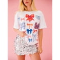 thumbnail image 2 of Biezeib Women's 4th of July Tops Casual Short Sleeve Round Neck Flag/Bow Print T-Shirts Streetwear Blouses, 2 of 6