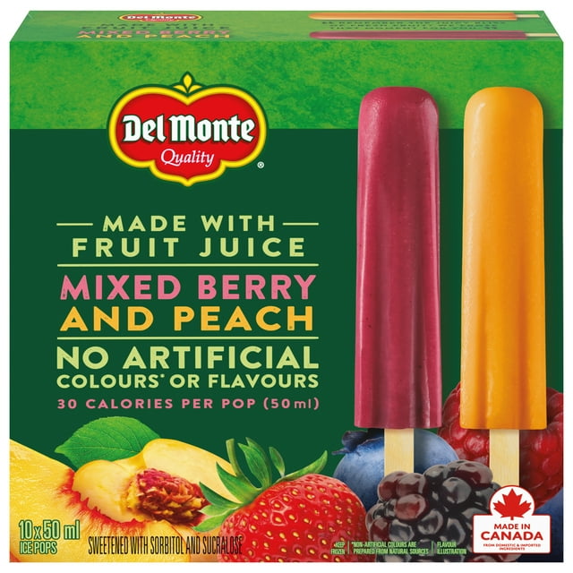 DEL MONTE Mixed Berry & Peach Ice Pops, 10 x 50 ml