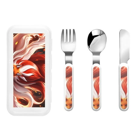 

Daiia Red Leaf Flame Fox for Stainless Steel Kids Silverware Set - Children’s Utensil Set - Children s Knife Fork And Spoon Set - Metal Kids Cutlery Set