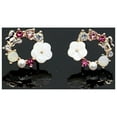 thumbnail image 6 of Fiaya Women Wreath Butterfly Flower Stud Earrings, Cute Sweet Crystal Floral Statement Earrings, Creative Jewelry Gifts for Women (B), 6 of 9