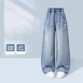 thumbnail image 5 of EnJoCho Girls Wide Leg Jeans Straight Elastic High Waisted Baggy Denim Trousers Washed Loose School Y2𝗄 Bottoms for Junior Kids Girls Wide Leg Denim Pants, 5 of 8