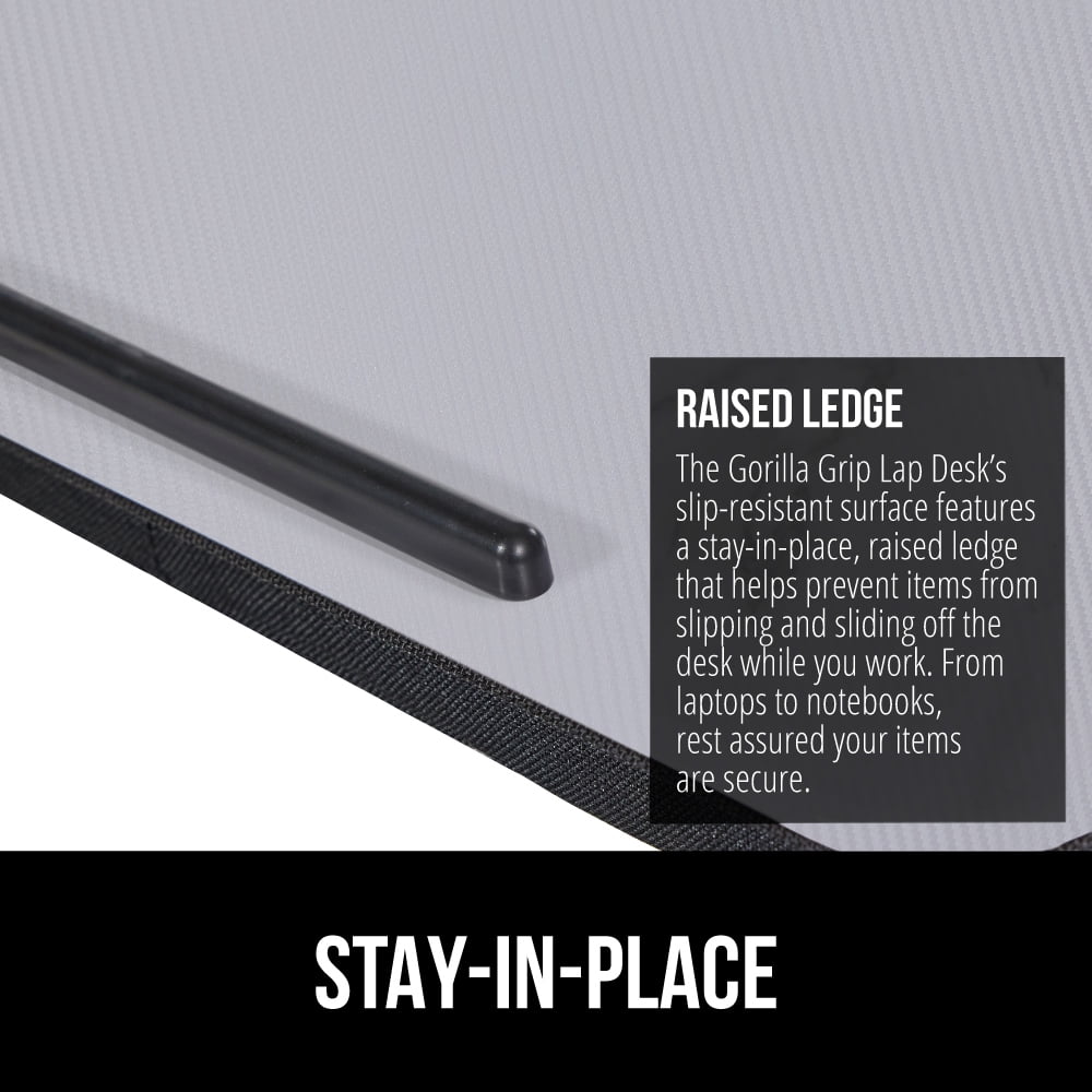 GORILLA GRIP Laptop Lap Desk, Portable Tablet Stand Fits Laptops up to 15.6", Gray