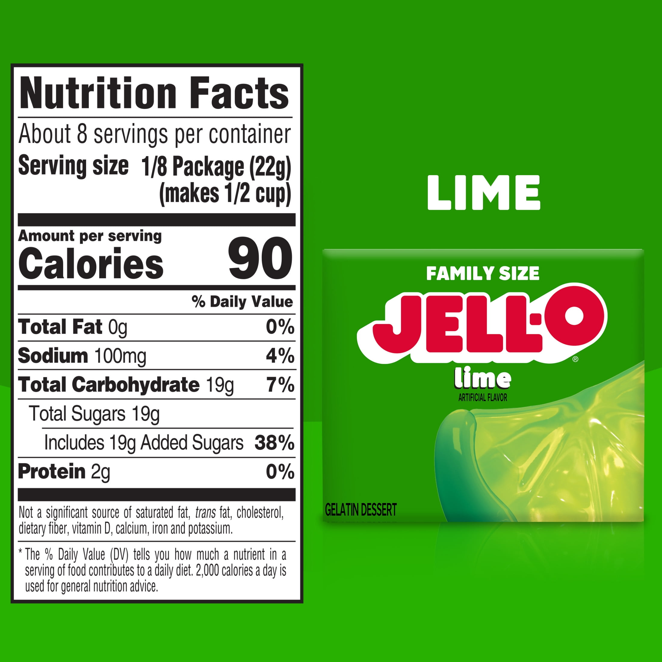 (3 pack) Jell-O Lime Gelatin Dessert Mix, Family Size, 6 oz Box