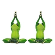 Ebros Meditating Twin Yoga Frogs In Lotus Pose Statue Set of 2 Buddha Frogs Decorative Sculpture 5.25"Tall Serene Tranquil Animal Kingdom Home Decor