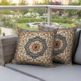 thumbnail image 4 of Vintage Floral Pillow Covers 2 Pack Navy Brown Classical Ethnic Bohemian Pillowcase Waterproof Outdoor Throw Pillow Cover for Patio Garden Square Cushion 26”x26”, 4 of 9