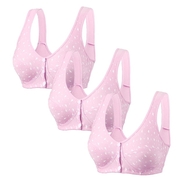 Bigersell Bras for Older Women No Underwire Snap Front Closure Full Coverage Bra Style R-32 Polyester Breathable Support Bras
