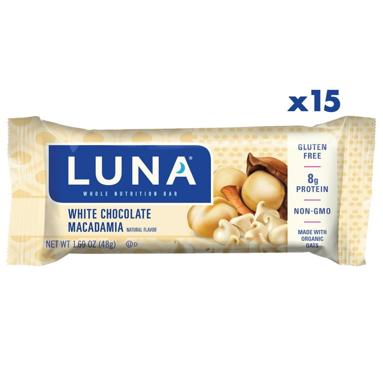 LUNA Bar - White Chocolate Macadamia, Gluten & GMO Free, Organic